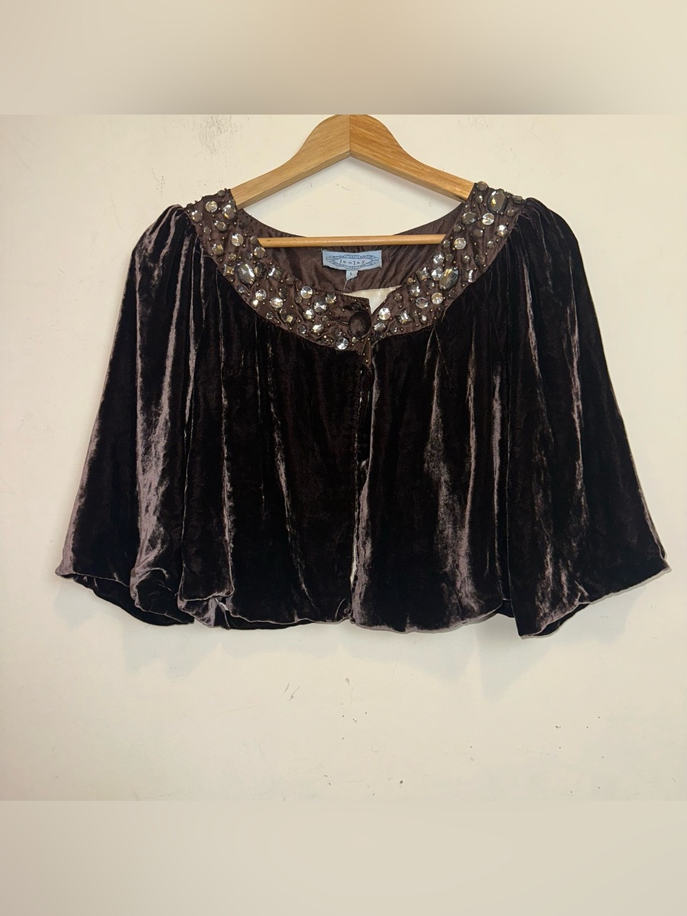 Vintage Joolay Steampunk Victorian Velvet Women Large Mini Cape Brown Vampire